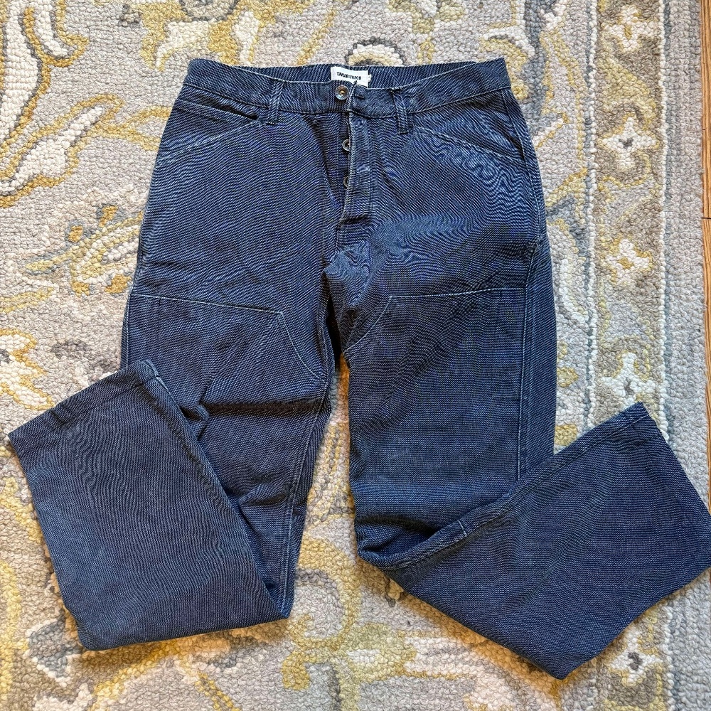 Taylor Stitch The Lined Chore Pant in Navy Chipped Canvas - 32